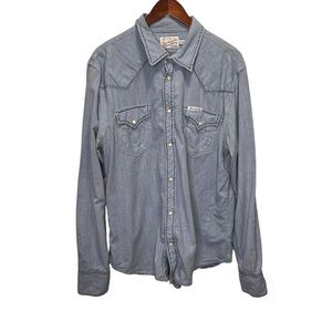 True Religion Blue Button Down Shirt Size XXXL